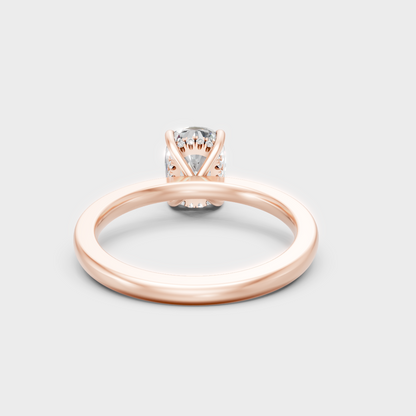 Blush Rose Gold Ring With Hallmarked Cushion Lab-Grown Diamond Detail