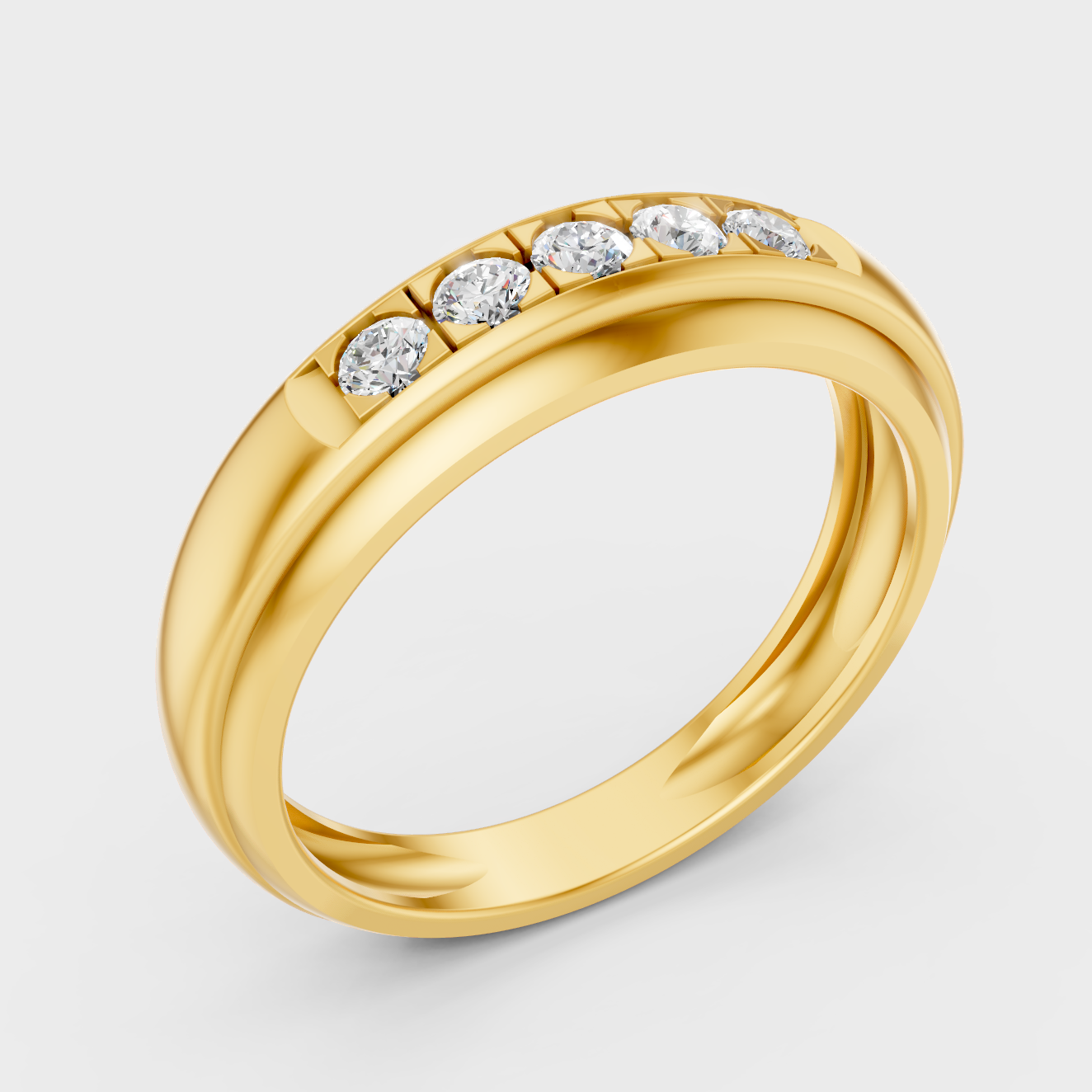 0.41 Ct Mens Diamond Ring In Yellow Gold Luxury Design