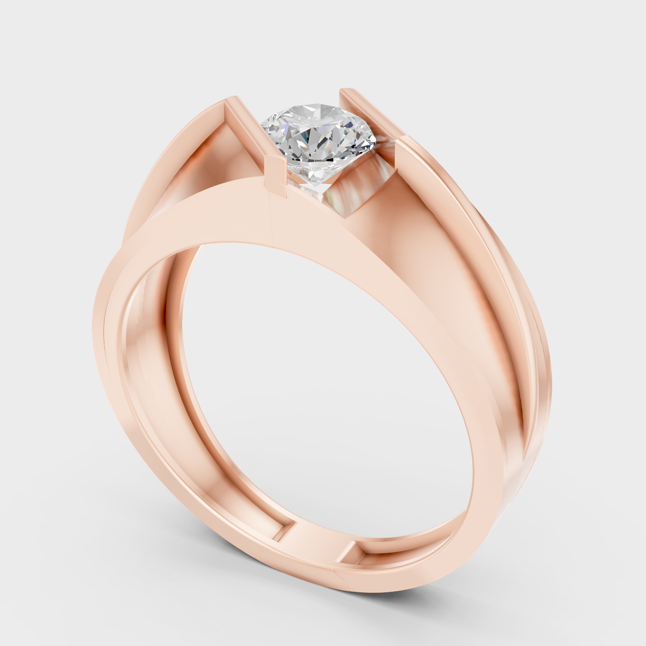 Rose Gold Mens Lab Grown Diamond Ring Modern Elegant Style