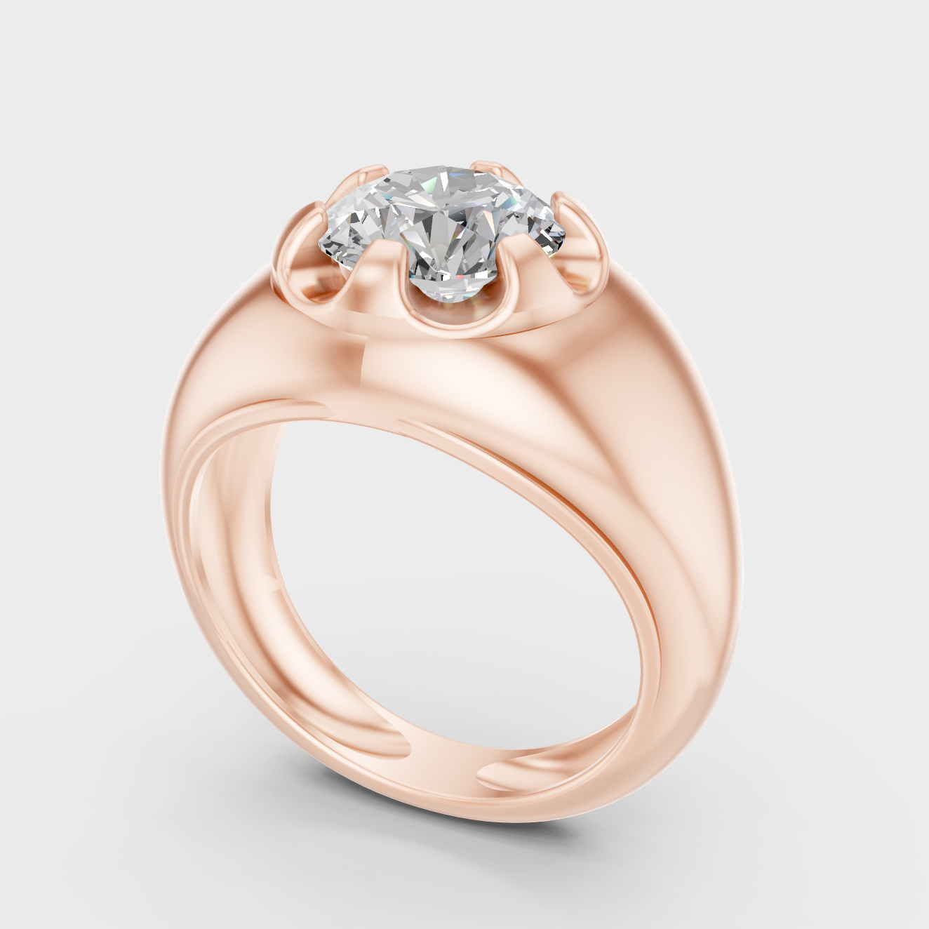 Rose Gold Mens Lab Grown Diamond Ring Bold Statement Jewelry