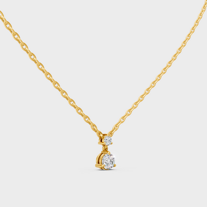 GLI Certified 0.61 Carat Round Diamond Necklace Yellow Gold