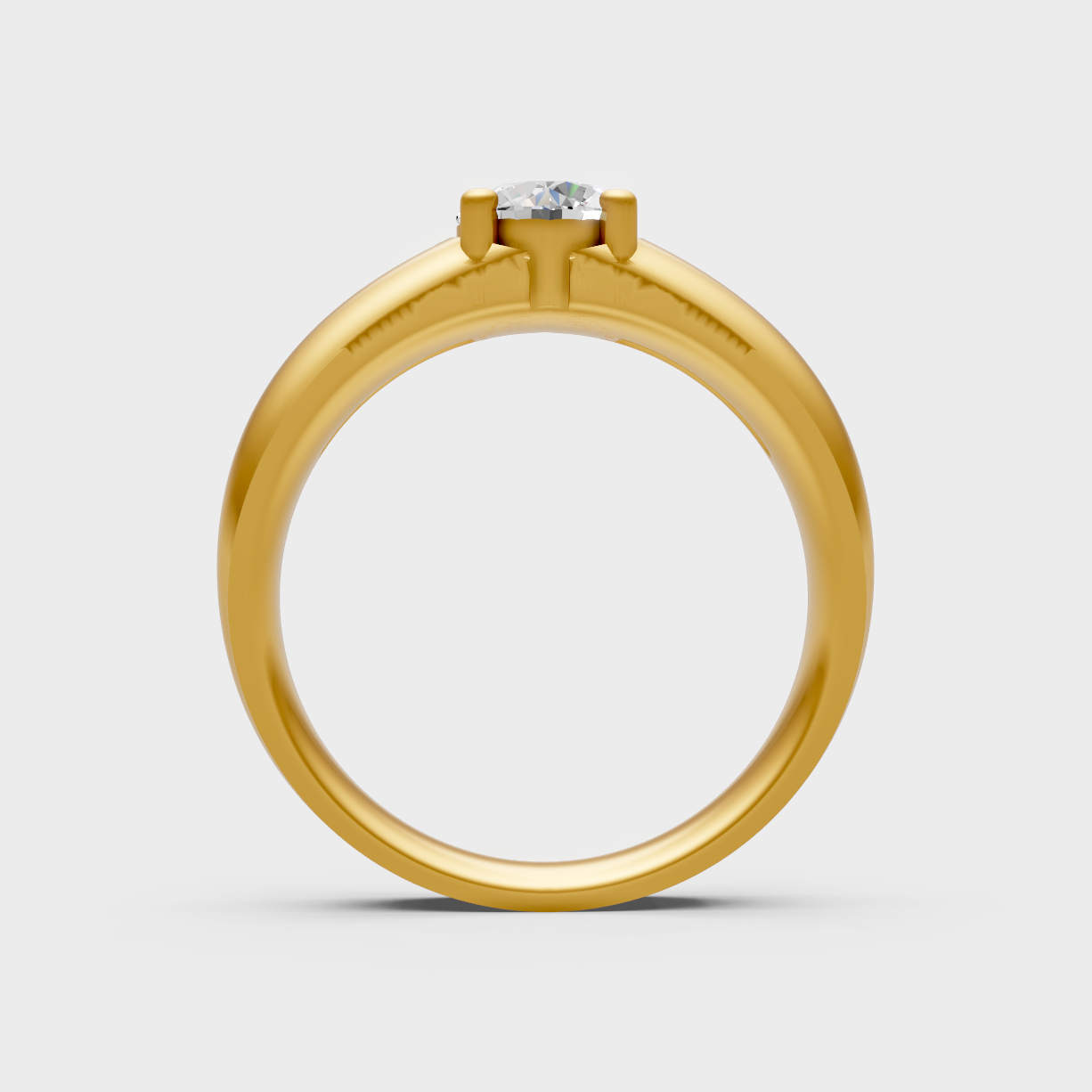 9K Yellow Gold Round-Shaped Lab-Grown Diamond Ring For Sophisticated Ethical Luxury