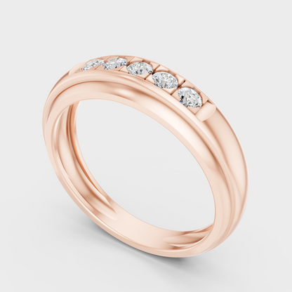 Rose Gold Mens Lab Grown Diamond Ring With Round Cut Stone
