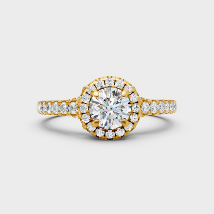 Igi Gli Certified Round-Cut Lab-Grown Diamond Halo Ring In 18K Yellow Gold