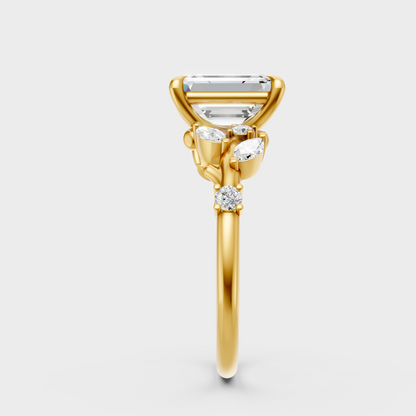 Sustainable Yellow Gold Band With A  Triple-Cut Lab-Grown Diamond Design 