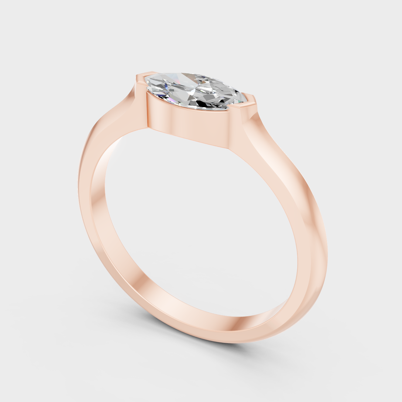 Rose Gold Marquise Lab Grown Diamond Ring Romantic Luxury Style