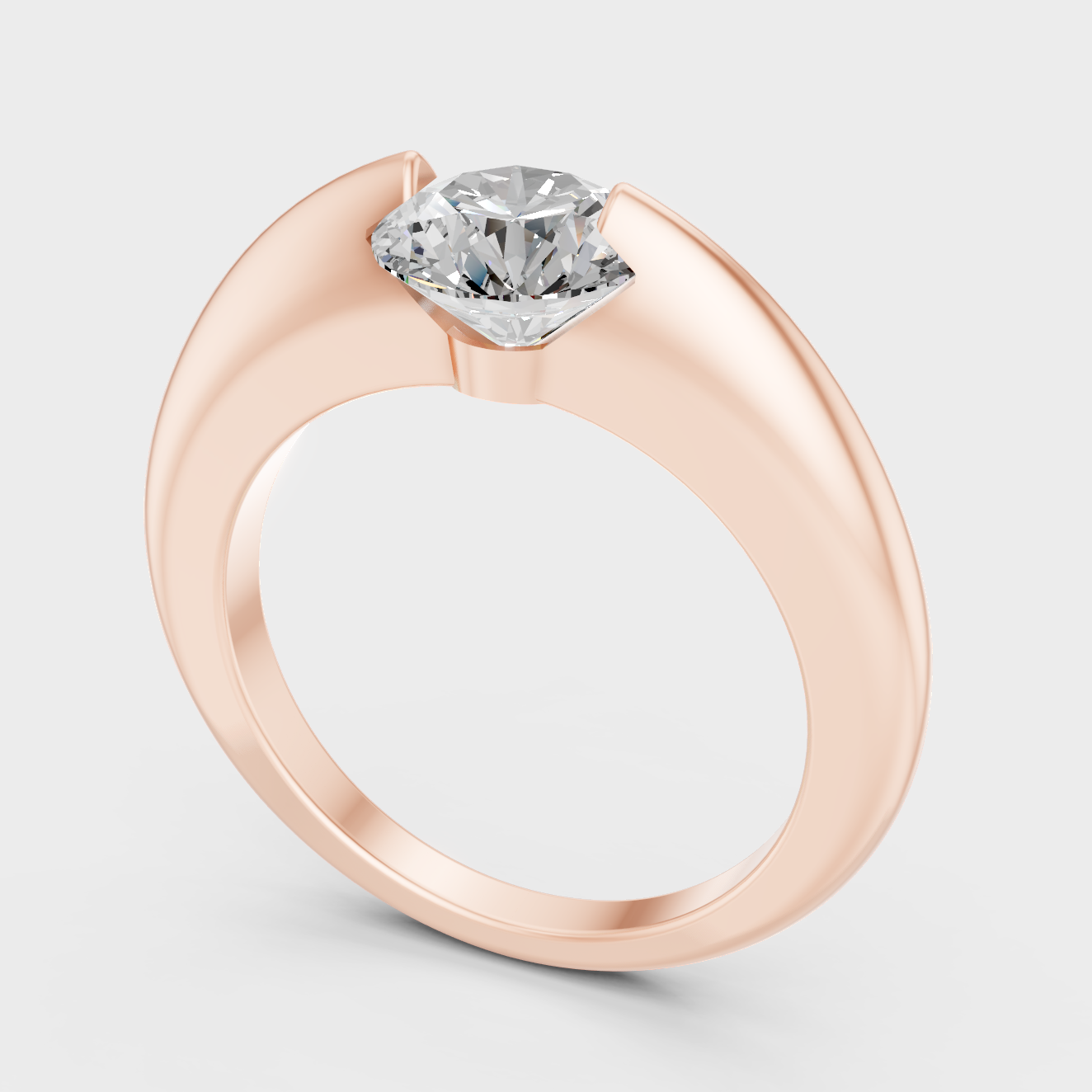 Rose Gold Round Lab Grown Diamond Engagement Ring Romantic Style
