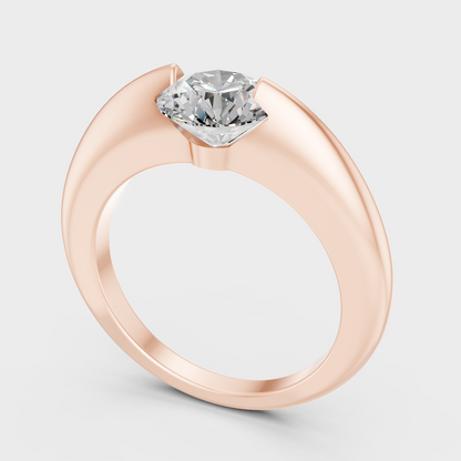 Rose Gold Round Lab Grown Diamond Engagement Ring Romantic Style