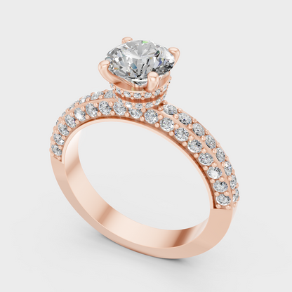 Round Cut Lab Diamond Hidden Halo Ring In Rose Gold Elegant Jewelry