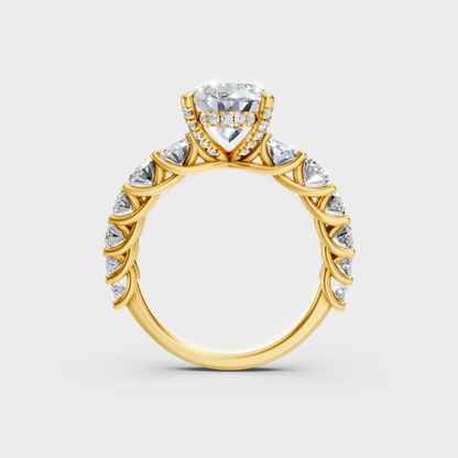 Hallmarked 18K Yellow Gold Ring With 7.13Ct Brilliant Oval Lab Diamond Showcase