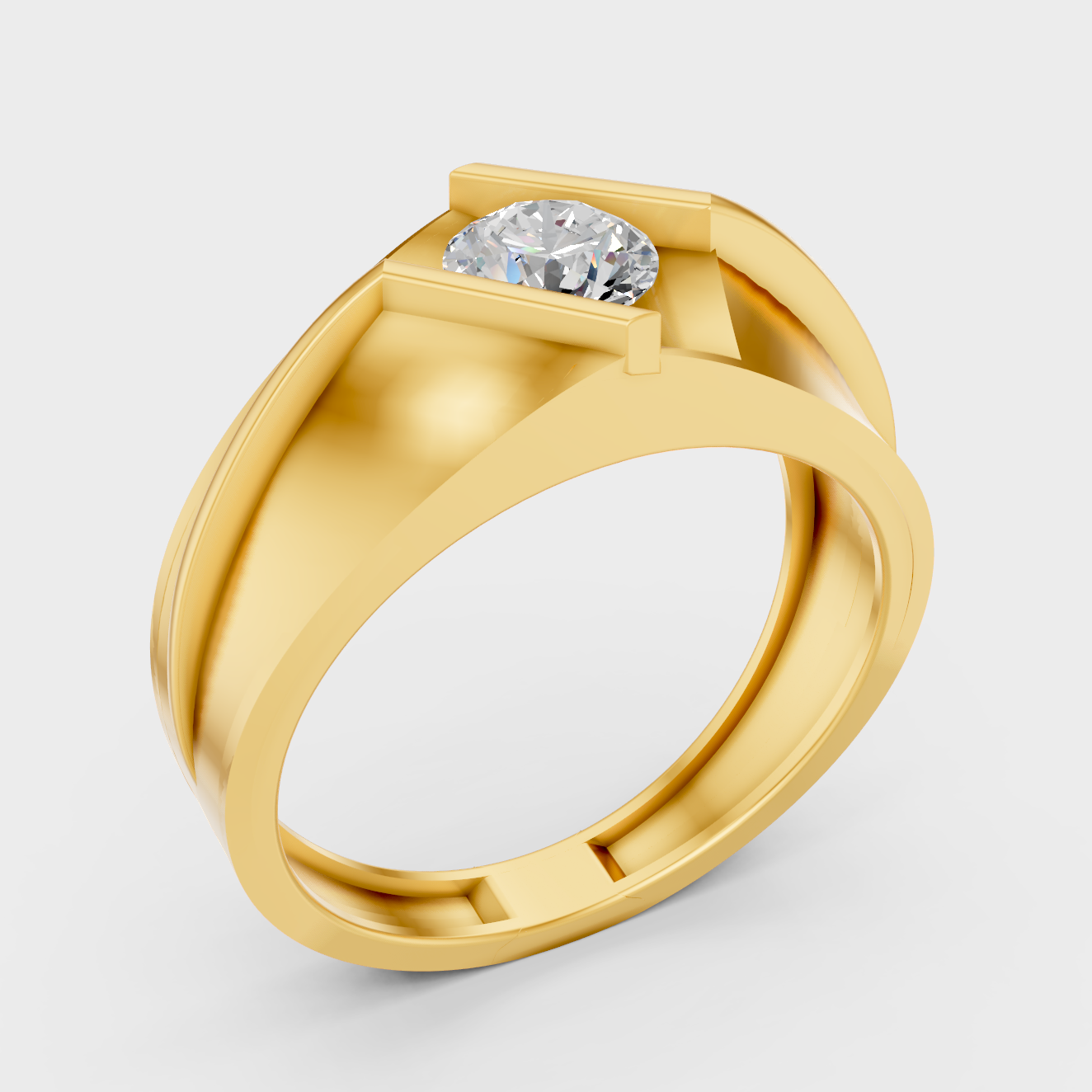0.9 Ct Mens Diamond Ring In Yellow Gold Luxury Design