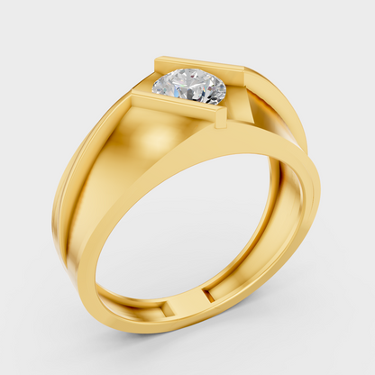 0.9 Ct Mens Diamond Ring In Yellow Gold Luxury Design