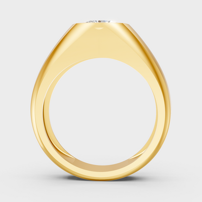 Yellow Gold Mens Cushion Diamond Ring For Luxury Style