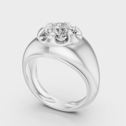 Platinum Mens Diamond Ring With Brilliant Round Cut Diamond