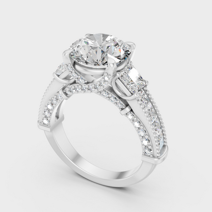 Platinum Engagement Ring With Round And Princess Diamonds