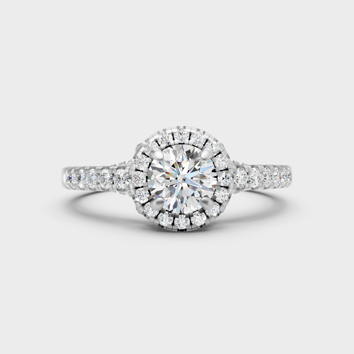 Premium 950 Platinum Round-Cut Lab-Grown Diamond Engagement Halo Ring