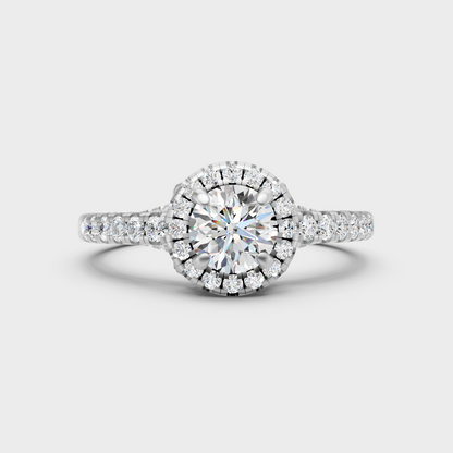 Premium 950 Platinum Round-Cut Lab-Grown Diamond Engagement Halo Ring