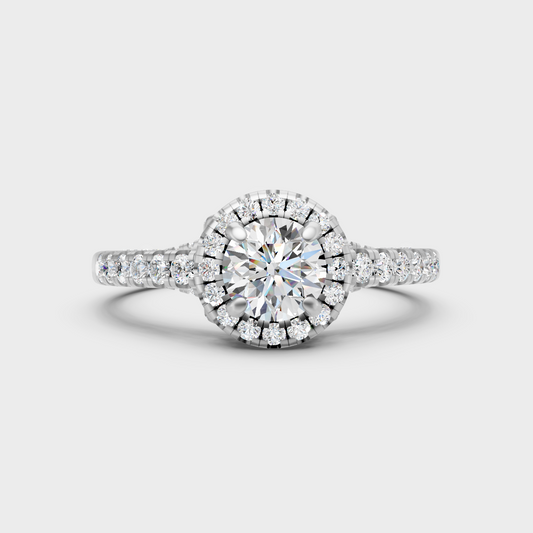 Premium 950 Platinum Round-Cut Lab-Grown Diamond Engagement Halo Ring