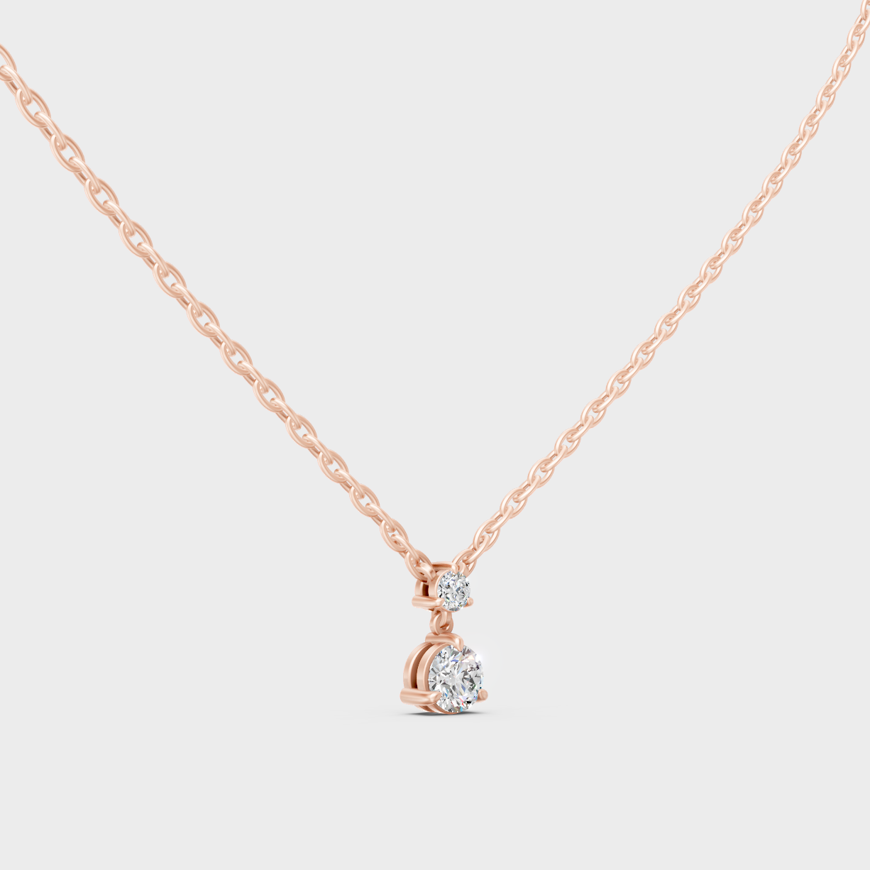 GLI Certified 0.61 Carat Round Diamond Necklace Rose Gold