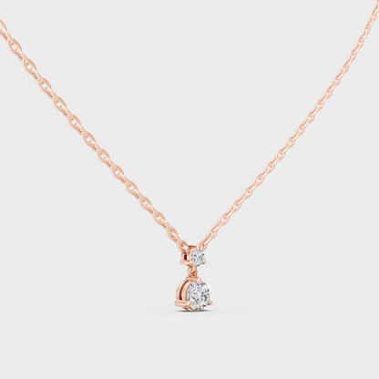 GLI Certified 0.61 Carat Round Diamond Necklace Rose Gold