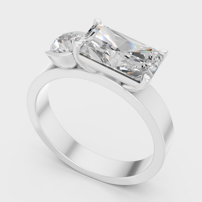 1.75 Ct Emerald & Round Lab-Grown Diamond Two-Stone Ring in