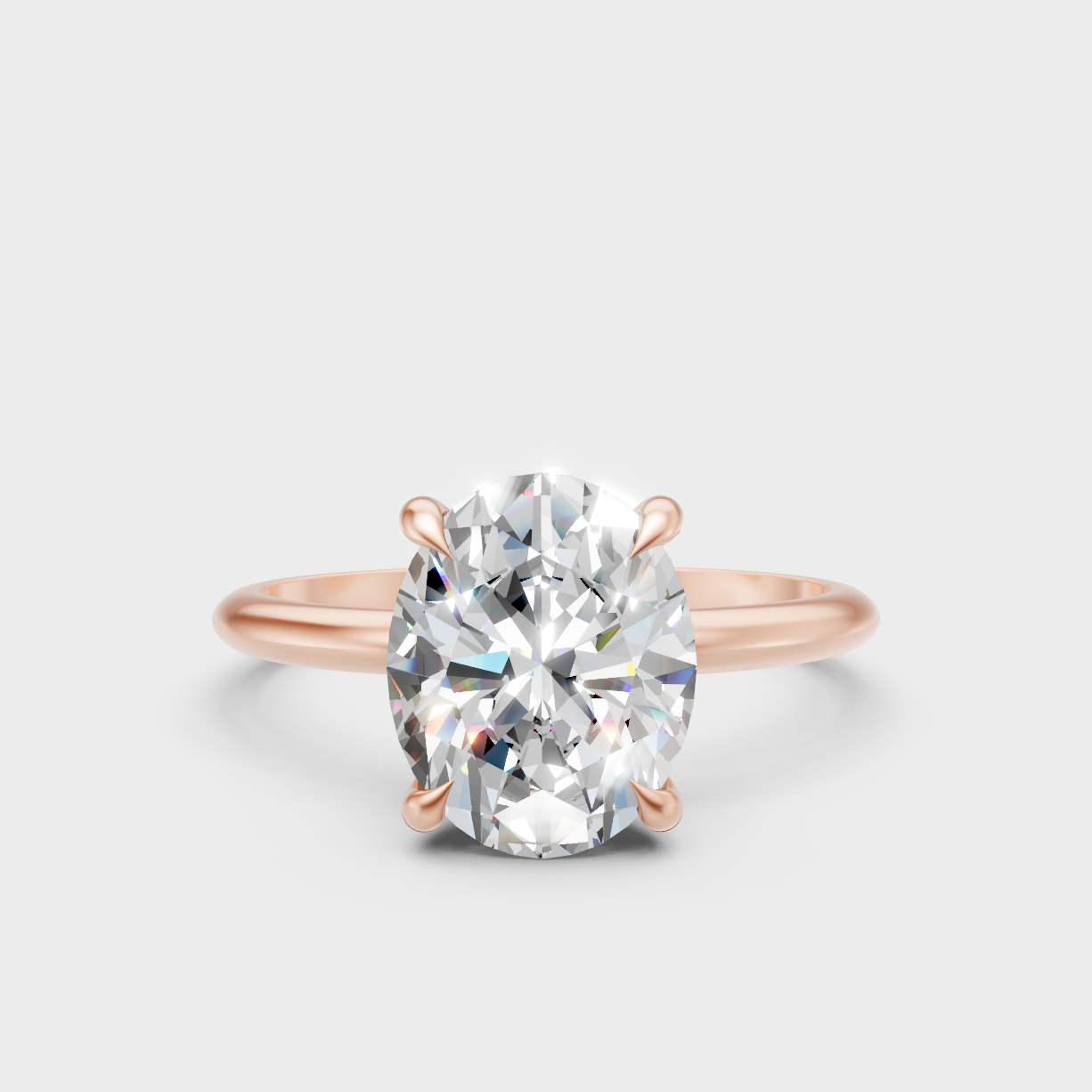 Romantic 18K Rose Gold Hidden Halo Ring With 2.59Ct Oval Lab-Grown Diamond