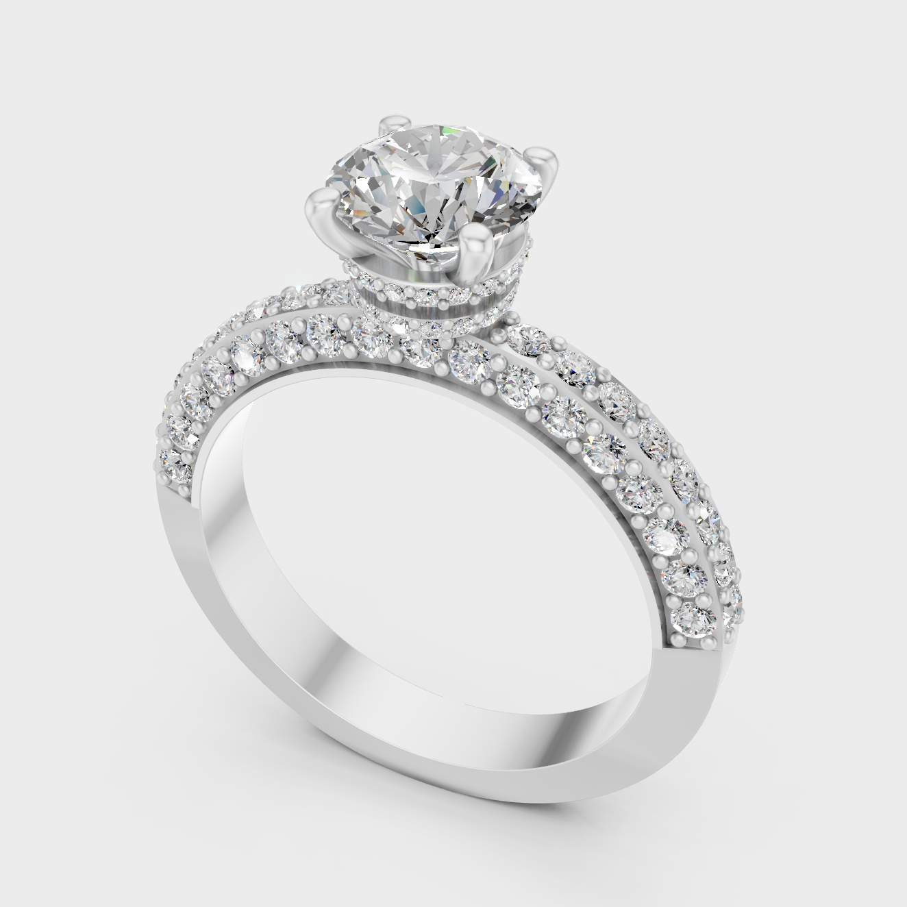 White Gold Round Diamond Ring For Everyday Elegance