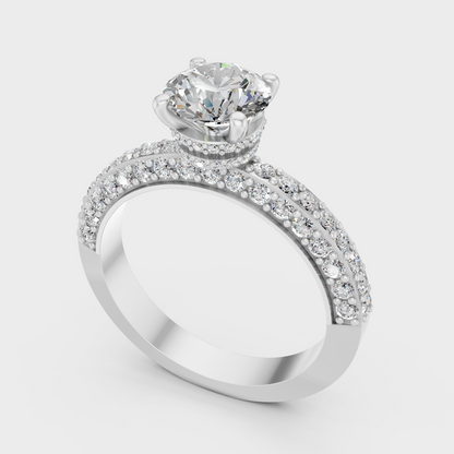 White Gold Round Diamond Ring For Everyday Elegance