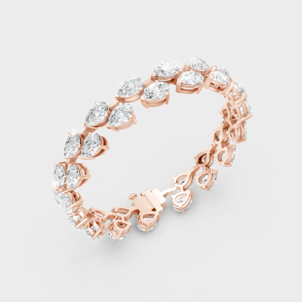 Brilliant Pear Shape Diamond Bracelet Rose Gold