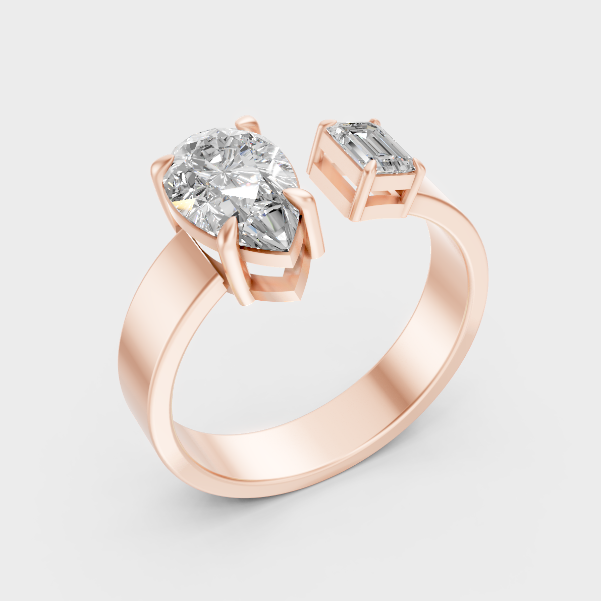 Ethical Lab Grown Two Stone Ring In Rose Gold