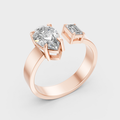 Ethical Lab Grown Two Stone Ring In Rose Gold
