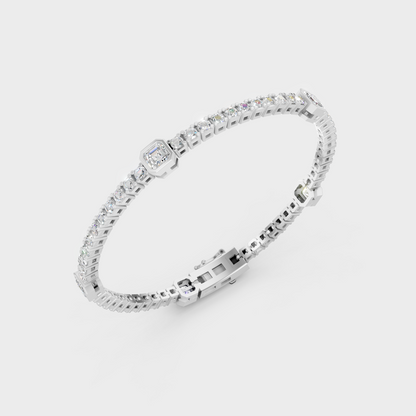 Elegant Lab-Grown Asscher Diamond Bracelet White Gold