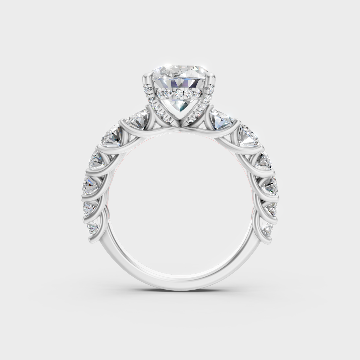 Hallmarked 14K White Gold Ring With 7.13Ct Brilliant Oval Lab Diamond Detail