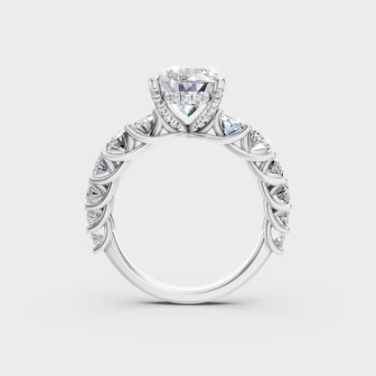 Hallmarked 14K White Gold Ring With 7.13Ct Brilliant Oval Lab Diamond Detail