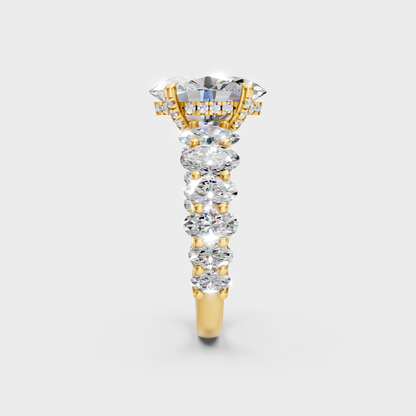 9K Yellow Gold Oval-Shaped Lab-Grown Diamond Ring For Sophisticated Ethical Luxury