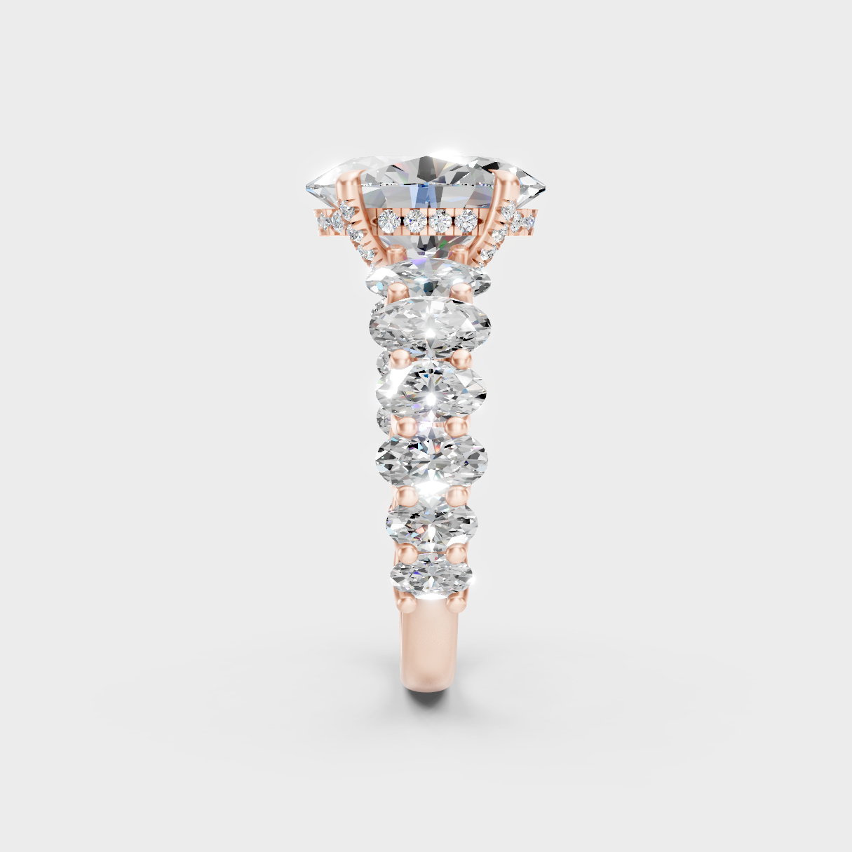  9K Rose Gold Oval-Cut Lab-Grown Diamond Hidden Halo With Hallmark Quality
