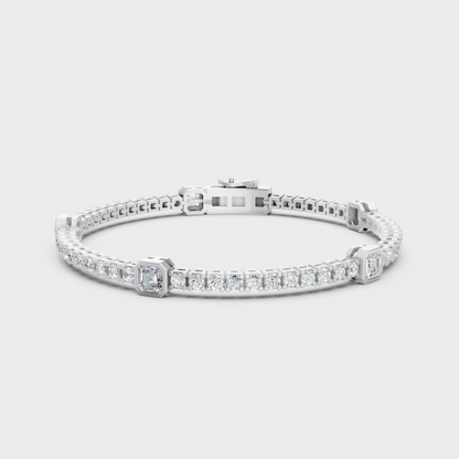 4.42 Ct Asscher Round Lab-Grown Diamond Tennis Bracelet White Gold