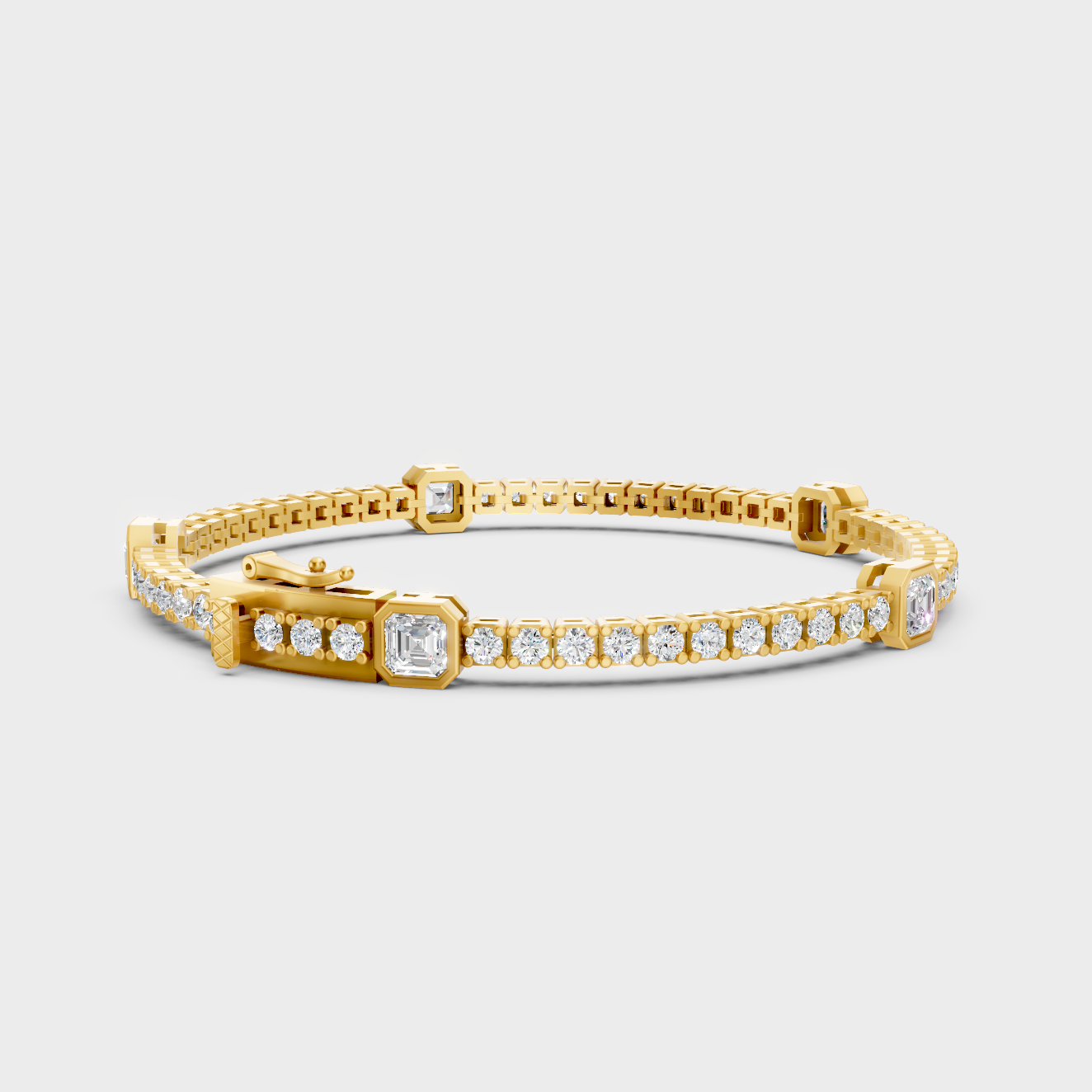 Hallmark Gold Asscher Lab Diamond Bracelet Yellow Gold
