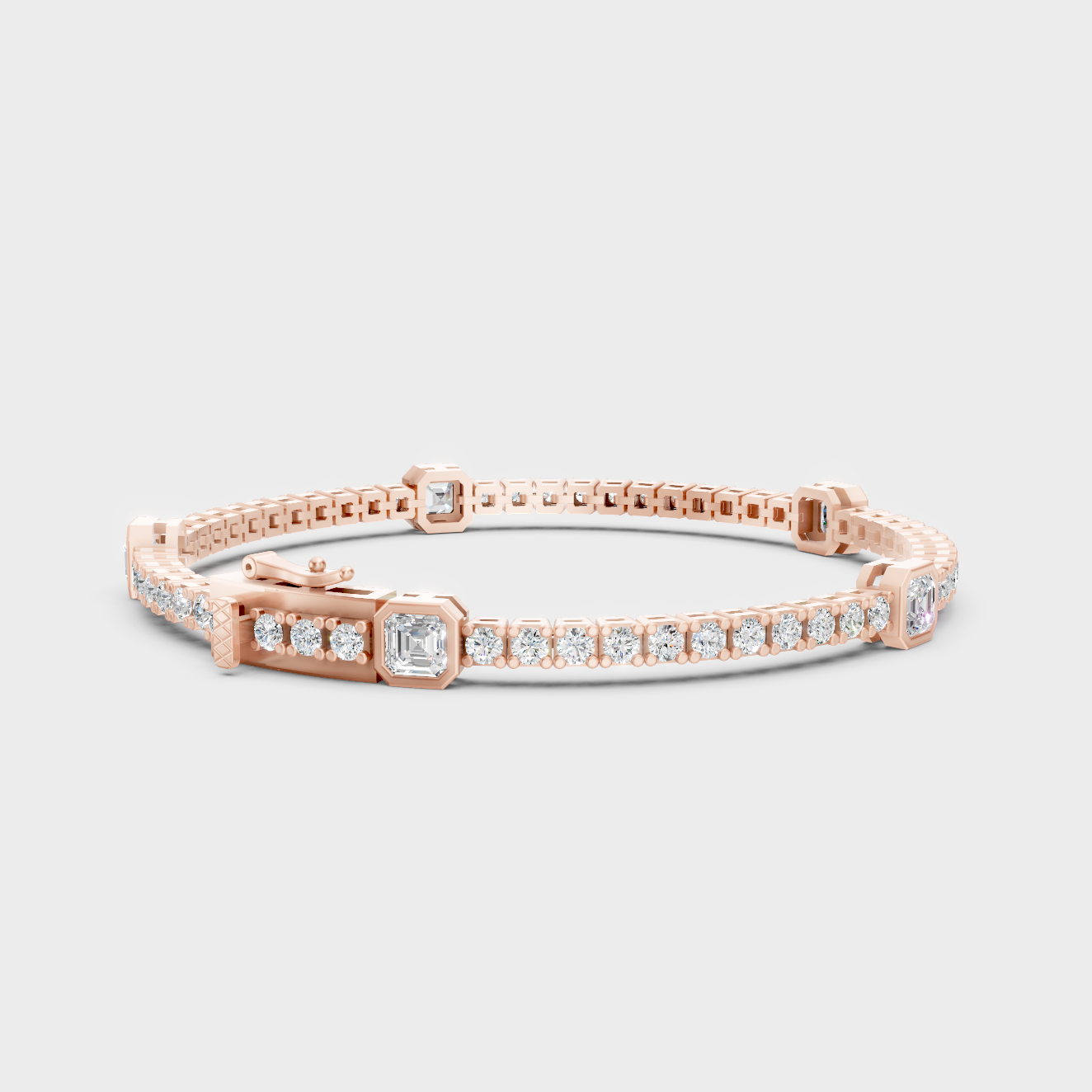 Hallmark Gold Asscher Lab Diamond Bracelet Rose Gold