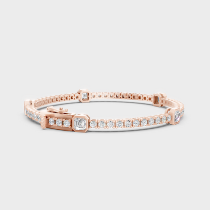 Hallmark Gold Asscher Lab Diamond Bracelet Rose Gold