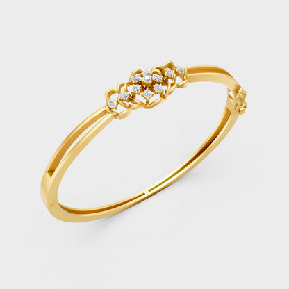 Yellow Gold Round Cut Diamond Oval Bracelet 0.32 Ct Lab Created Minimal Sparkle