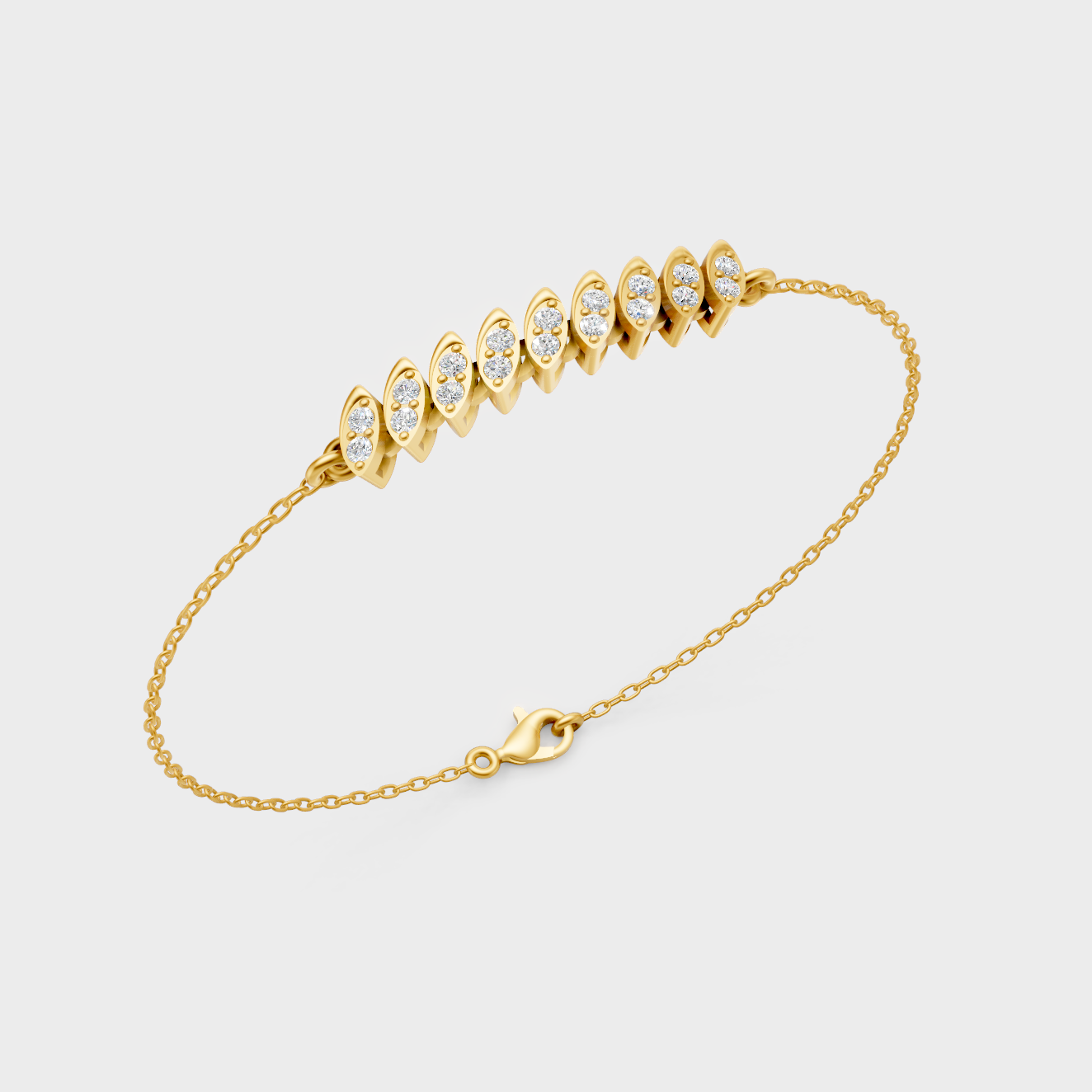 Elegant Yellow Gold Round Diamond Bracelet 0.22 Ct Lab Created Daily Wear
