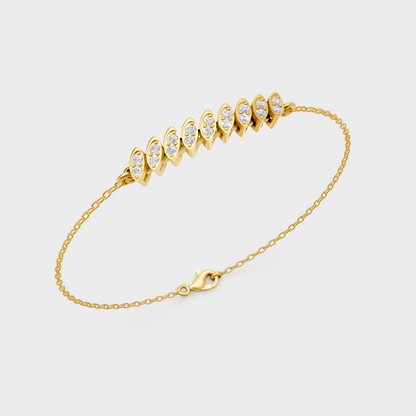 Elegant Yellow Gold Round Diamond Bracelet 0.22 Ct Lab Created Daily Wear