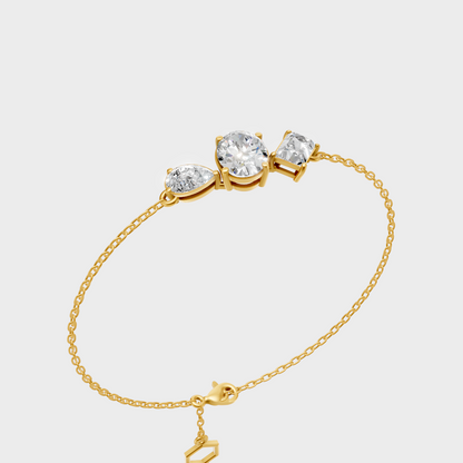 Yellow Gold Pear Baguette Emerald Oval Diamond Bracelet 3.25 Ct Lab Created Sparkle