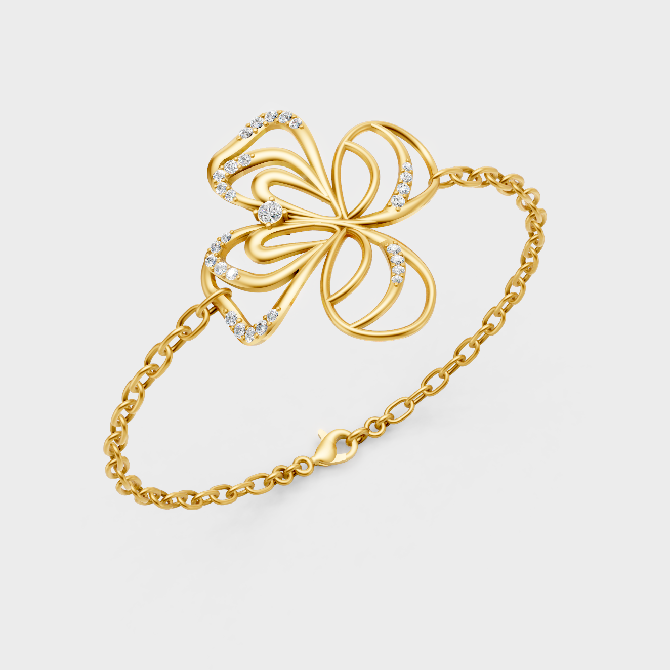 Elegant Yellow Gold Round Diamond Bracelet 0.38 Ct Lab Created Luxury Style