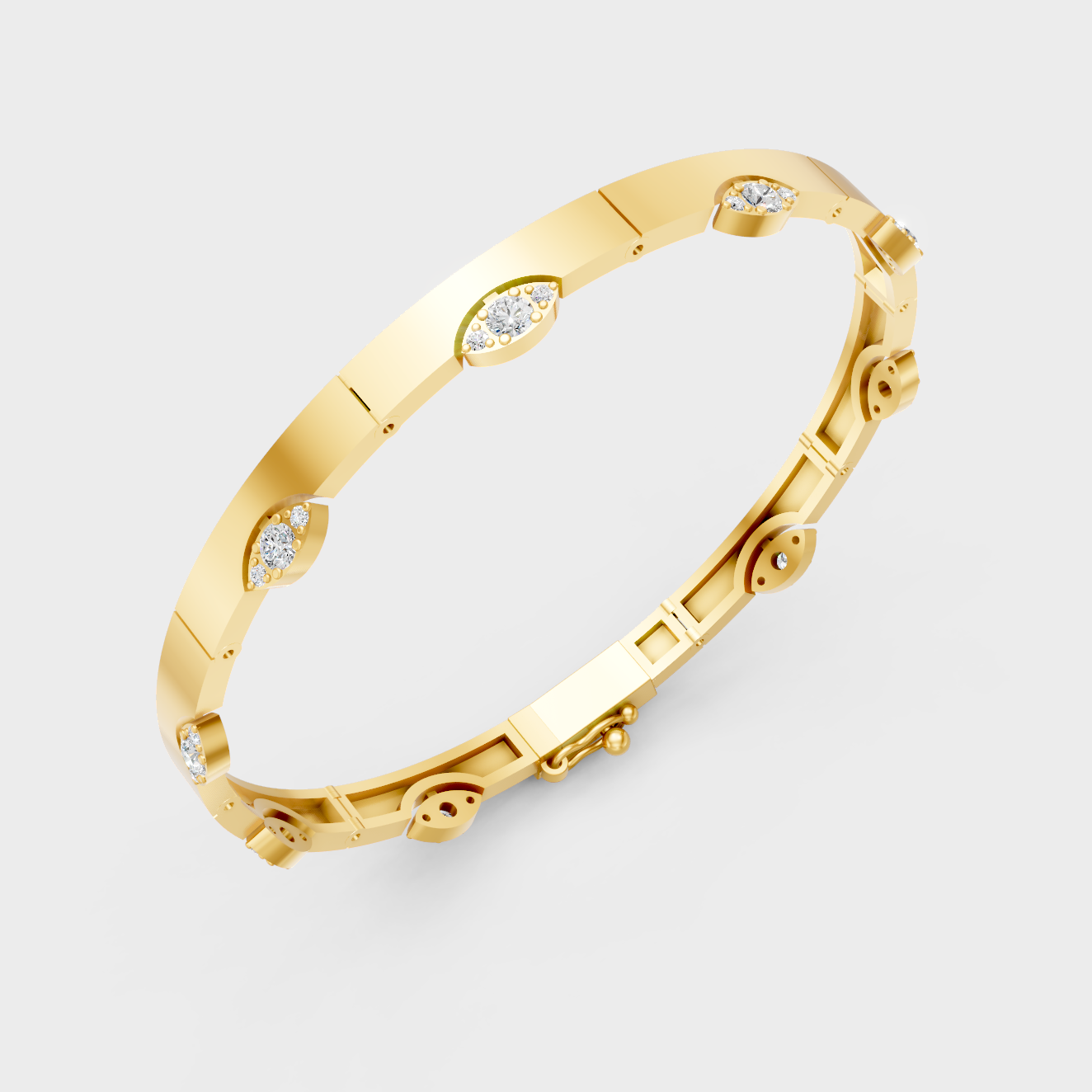 Elegant Yellow Gold Round Diamond Bracelet 0.62 Ct Lab Created Fine Jewelry