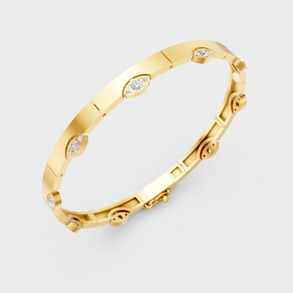 Elegant Yellow Gold Round Diamond Bracelet 0.62 Ct Lab Created Fine Jewelry