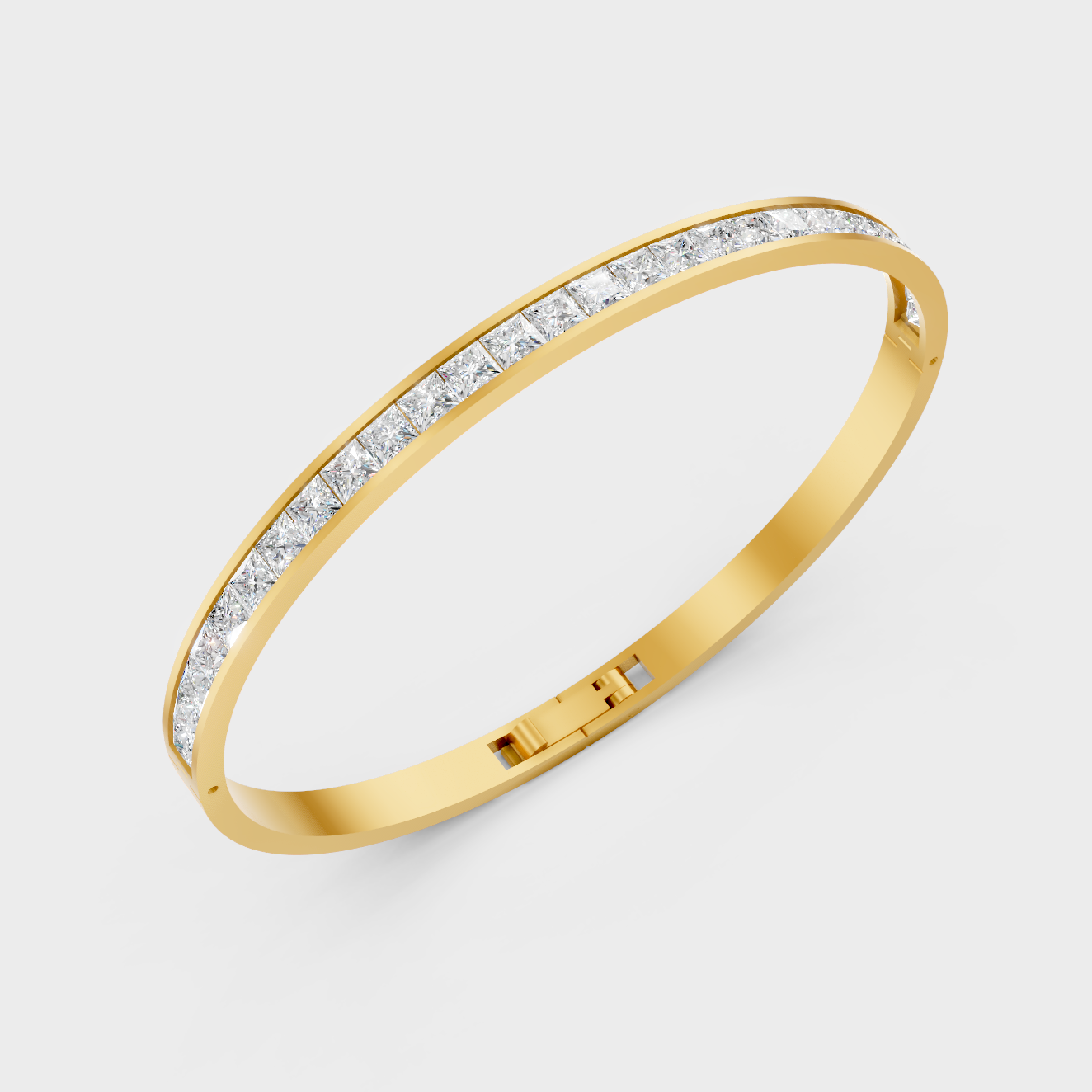 Yellow Gold Princess Cut Diamond Oval Bracelet 3.81 Ct Lab Created Brilliant Sparkle