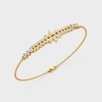 Elegant Yellow Gold Round Diamond Bracelet 0.43 Ct Lab Created Everyday Wear