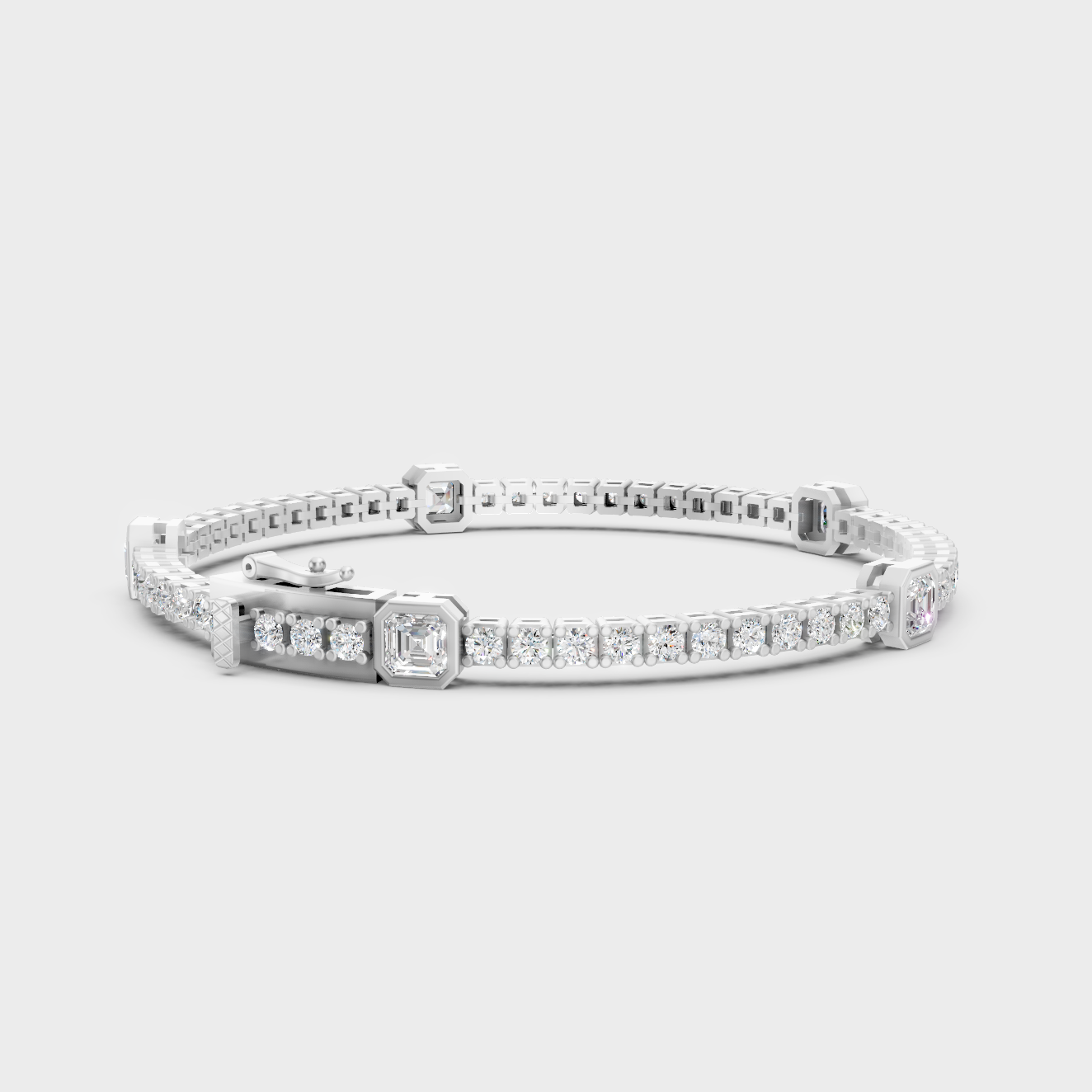 Premium Lab Diamond Bracelet Platinum Asscher Cut